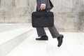 Business man step up stair.Lower part of Man in business shoes walking up stair,People lifestyle successful and competition Royalty Free Stock Photo