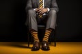 Business man with striped socks. Generative AI Royalty Free Stock Photo