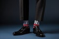 Business man with striped socks. Generative AI Royalty Free Stock Photo