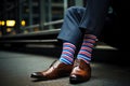 Business man with striped socks. Generative AI Royalty Free Stock Photo