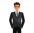 Business man suit necktie glasses