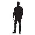 Business man standing, isolated vector silhouette Royalty Free Stock Photo