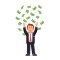 Business man throwing his money up in the air Royalty Free Stock Photo