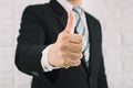 Business man thumbs up like Is excellent Royalty Free Stock Photo