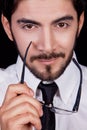 Business man with tie glasses beard portrait Royalty Free Stock Photo