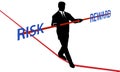 Business man tightrope balance RISK REWARD Royalty Free Stock Photo