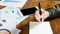 Business man to sign paper document close up background