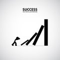 Business man toppling dominoes. Domino effect. Silhouette Graphic Design. Success Concept.