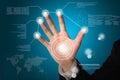 Business man touch on digital virtual screen Royalty Free Stock Photo