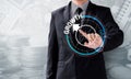 Business man touch rotate compass to growth Royalty Free Stock Photo