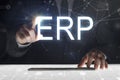 Business man touching screen with `ERP` writing Royalty Free Stock Photo