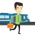 Business man at train station vector illustration Royalty Free Stock Photo
