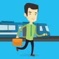 Business man at train station vector illustration Royalty Free Stock Photo