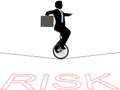 Business man unicycle tightrope financial risk Royalty Free Stock Photo