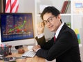 Business man use computer in office.Business man wearing glasses Royalty Free Stock Photo