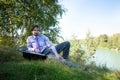 Business man using laptop Royalty Free Stock Photo