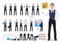 Business man vector character creation set with male office person Royalty Free Stock Photo