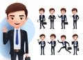 Business man vector character set. Business professional male characters.