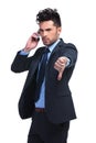 Business man with very bad news on the phone Royalty Free Stock Photo