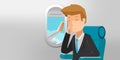 Business Man View Airplane Window Vector Royalty Free Stock Photo