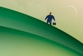 Business Man walking down a hill