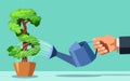 Business man watering money tree. Investing in business project concept. Royalty Free Stock Photo