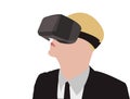Business Man Wearing VR Glasses Vector Illustration Royalty Free Stock Photo