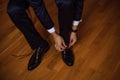 The man wears shoes Royalty Free Stock Photo