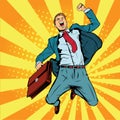 Business man the winner pop art retro vector illustration Royalty Free Stock Photo