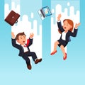 Business man and woman falling down from the sky Royalty Free Stock Photo