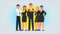 Business man, woman group showing thumb up gesture