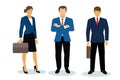 Business man woman group . Successful business people team characters standing gesturing. Business team ready to work,