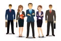 Business man & woman group . Successful business people team characters standing gesturing. Business team ready to work