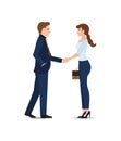 Business man and business woman handshake making a deal. Royalty Free Stock Photo