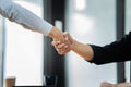 Business man and woman handshaking partner business handshake agreement cooperation Royalty Free Stock Photo