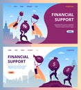 Business man woman people hero with money vector illustration. Businessman success superhero help in suit concept Royalty Free Stock Photo