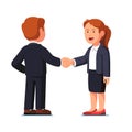 Business man and woman shaking hands firmly Royalty Free Stock Photo