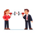 Business man and woman shouting at each other Royalty Free Stock Photo