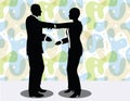 business man and woman silhouette in handshake pose Royalty Free Stock Photo