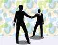 business man and woman silhouette in handshake pose Royalty Free Stock Photo