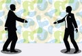 business man and woman silhouette in handshake pose Royalty Free Stock Photo