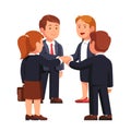 Business man and woman team putting hands together Royalty Free Stock Photo