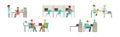 Business Man and Woman Worker and Staff Perform Office Duty Vector Set