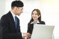 Business man and woman working together  in office Royalty Free Stock Photo