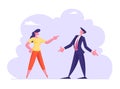 Business Man and Woman Yelling on Each Other Having Quarrel and Fight. Businesswoman and Businessman Disagreement Royalty Free Stock Photo
