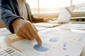 Business man working on business documents, calculator and laptop at a workplace Royalty Free Stock Photo