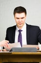 Business man working at office with documents on his desk, consultant lawyer concept Royalty Free Stock Photo