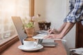 Business man working at office with documents and laptop Royalty Free Stock Photo