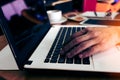 Business man working at office with laptop and documents Royalty Free Stock Photo