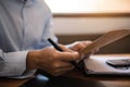 Business man working at office with laptop and documents on his desk, financial adviser analyzing data Royalty Free Stock Photo